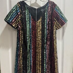 Lulu's Black Dress with Multicolor Sequins